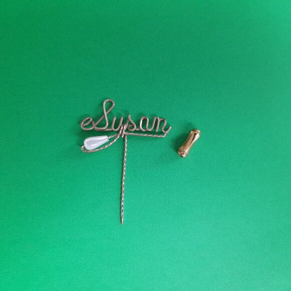 Vintage Wire Name Stick Pin Brooch SUSAN - Picture 11 of 11